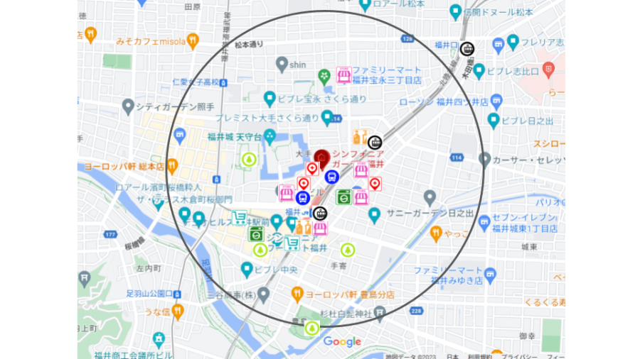 シンフォニアガーデン福井／1キロ圏内地図