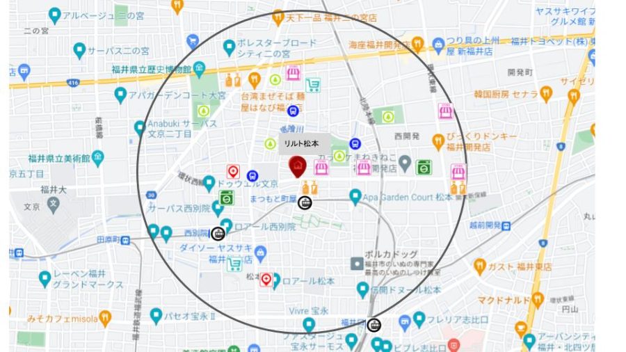 リルト松本／1キロ圏内地図